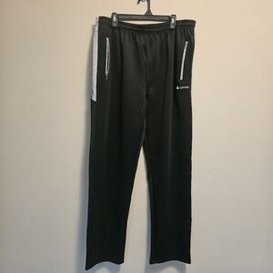 Sports Jogging Track Pants Men Size XL Polyester Zip Pockets Black & White